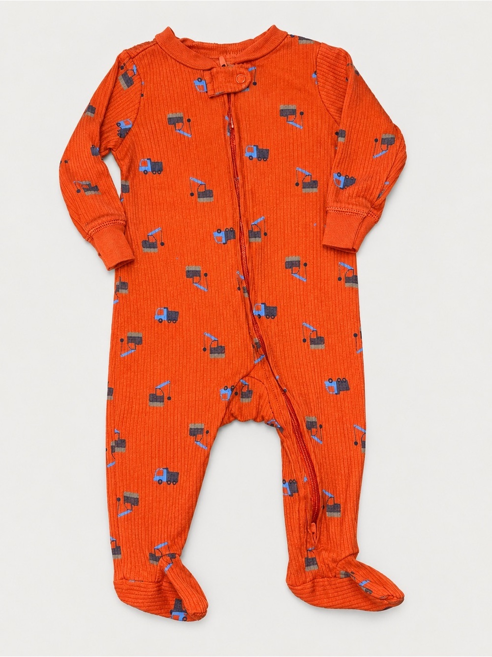 Carter’s Baby 6 Months Orange Construction Truck Footed Sleeper 100% Cotton